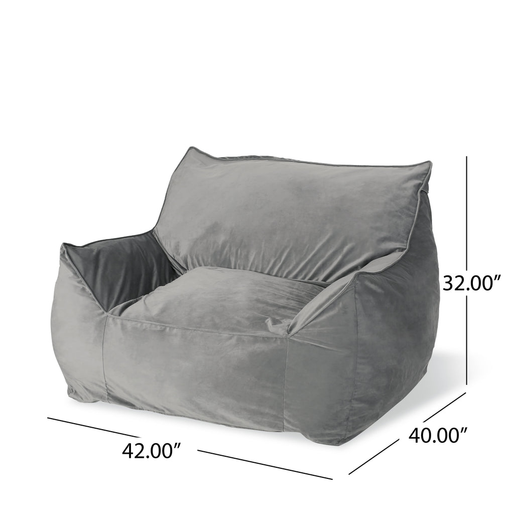 Ehlen Modern Velveteen Bean Bag Chair with Armrests
