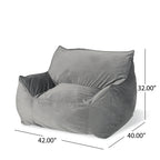 Ehlen Modern Velveteen Bean Bag Chair with Armrests
