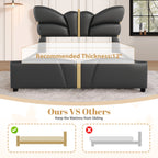 Christopher Knight Home Butterfly-Headboard PU Leather Platform Bed with Wood Slats & Metal Accents