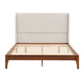 GDFStudio Julia Solid Bamboo 12 Inch Platform Bed with Upholstered High Headboard, Brown