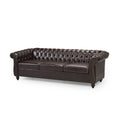 Christopher Knight Home Classic Tufted Chesterfield 3 Seater Sofa with Scrolled Arms & Nailhead Trim