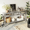 GDFStudio Larry 59" Farmhouse Console Table with Drawers and Bottom Shelf, Gray
