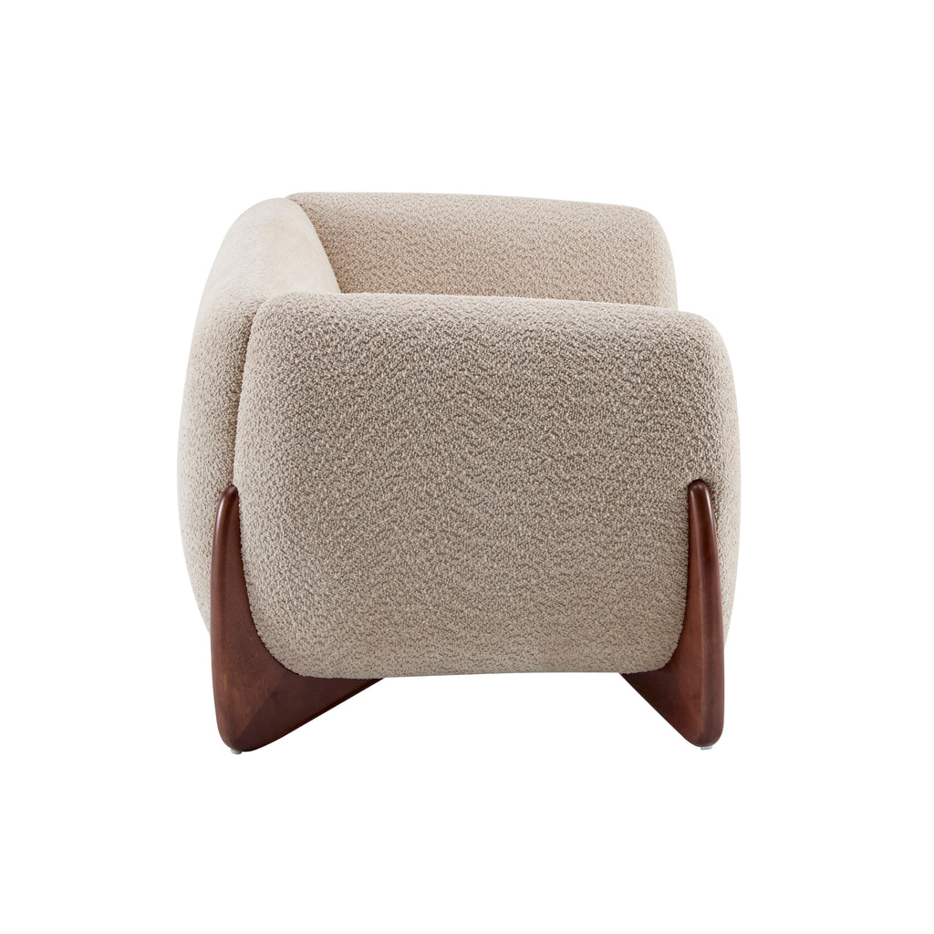 Christopher Knight Home Modern Boucle Upholstered 2-Seater Sofa with Birch Wood Legs