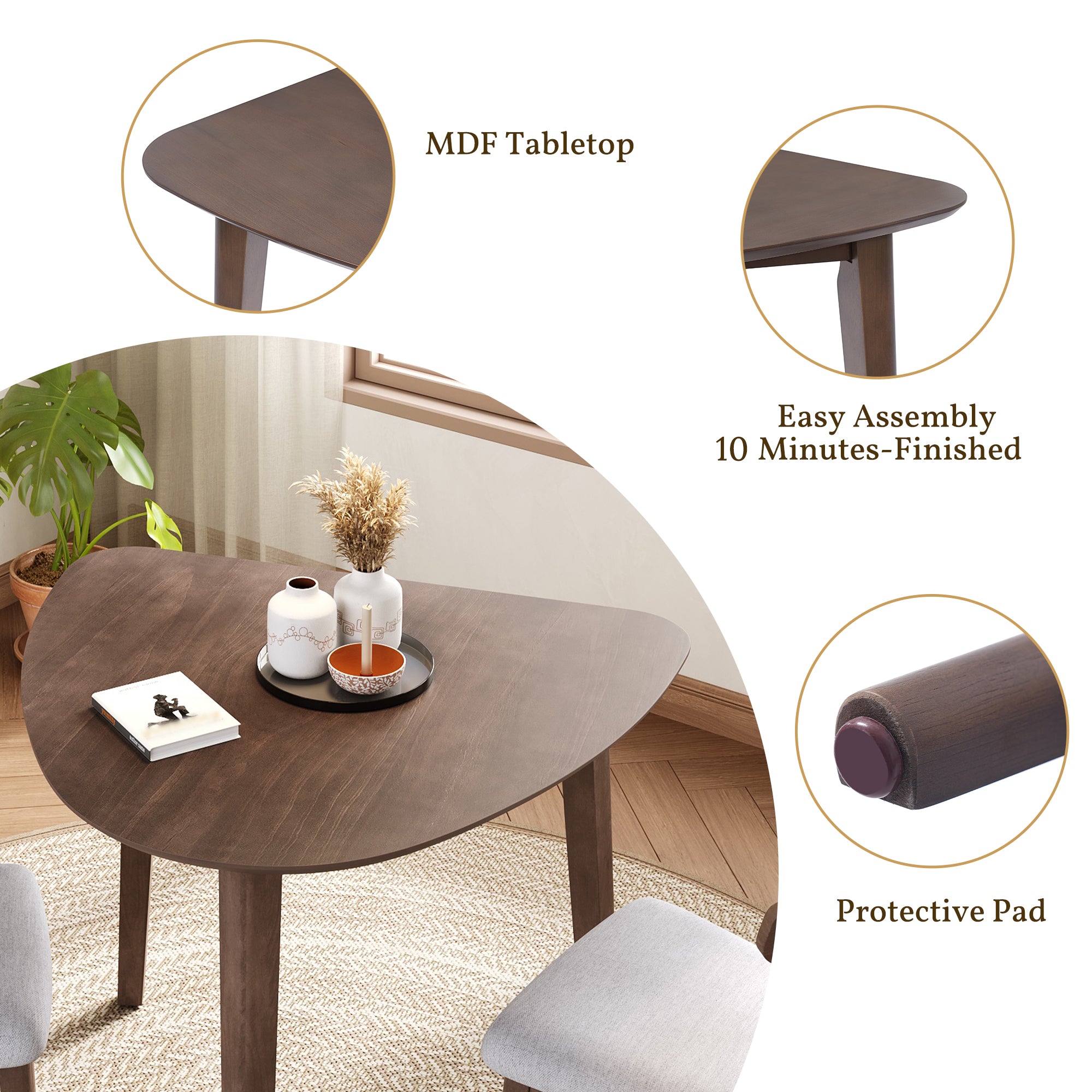 Modern Triangular Solid Wood Coffee Table for Small Spaces