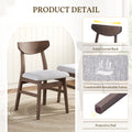 Set of 2 Scandinavian Dining Chairs, Curved Wood Back & Gray Fabric Seat