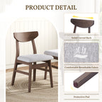 Set of 2 Scandinavian Dining Chairs, Curved Wood Back & Gray Fabric Seat