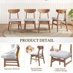 Set of 2 Scandinavian Dining Chairs, Curved Wood Back & Gray Fabric Seat