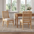 Christopher Knight Home Farida Upholstered Rubberwood Dining Chair with Rattan Back (Set of 2), Beige/Natural
