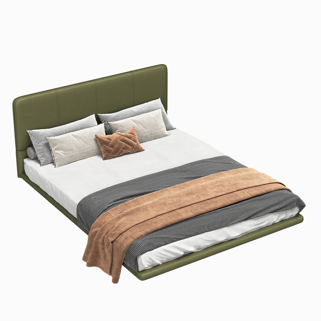 Christopher Knight Home Modern Floating Platform Bed with PU Leather & LED Under-Bed Lighting