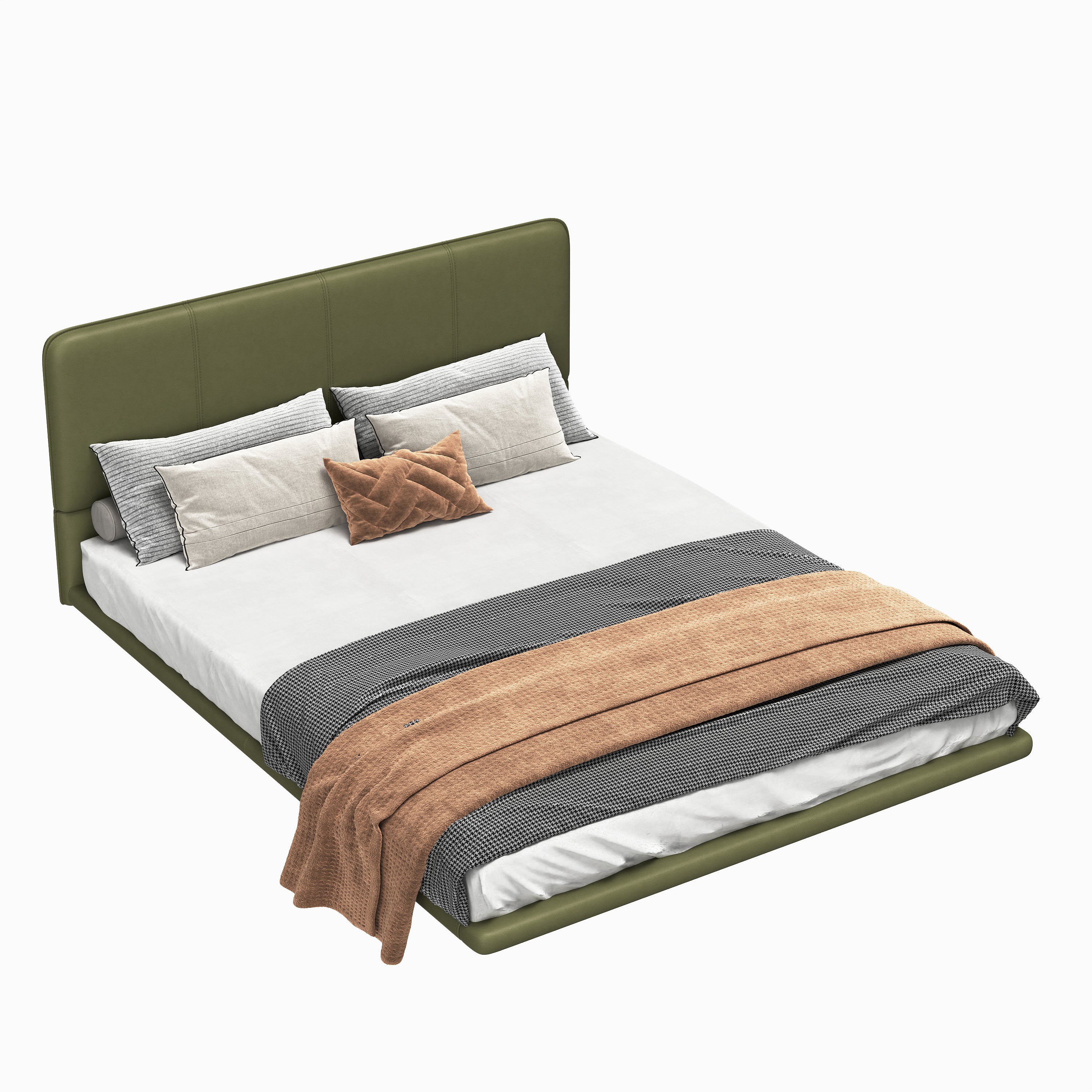 Christopher Knight Home Modern Floating Platform Bed with PU Leather & LED Under-Bed Lighting