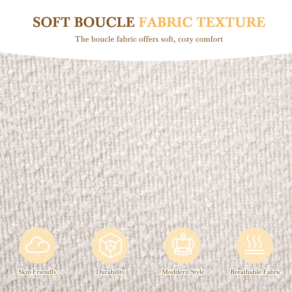 Christopher Knight Home Luxury Boucle Upholstered Queen Bed Frame with Headboard & Wooden Slats