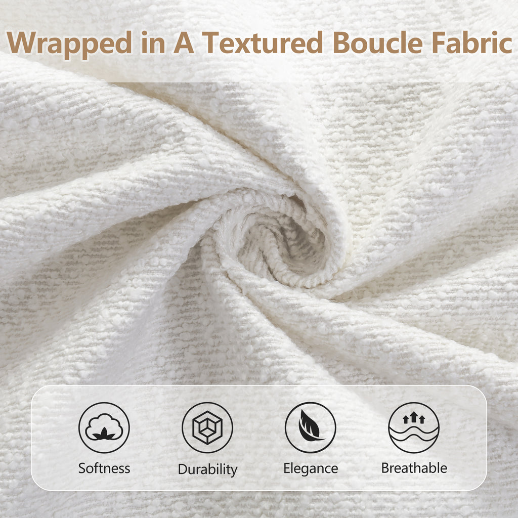 Christopher Knight Home Modern Boucle Upholstered Platform Bed with Thick Half-Round Headboard