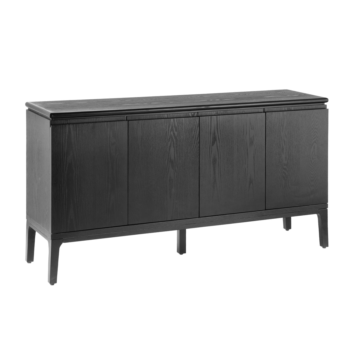 Christopher Knight Home Andy 59'' Modern 4-Door Sideboard with Rubberwood Legs, Black