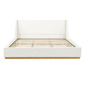 Christopher Knight Home Marje Modern Rubber Wood Upholstered Platform Bed with Wingback Design, White, King