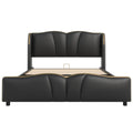 Christopher Knight Home Modern PU Leather Platform Bed with Wave Headboard & Wingback Design