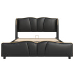 Christopher Knight Home Modern PU Leather Platform Bed with Wave Headboard & Wingback Design