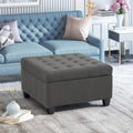 Tufted Square Storage Ottoman with Soft-Closing Hinges & Upholstered Lid
