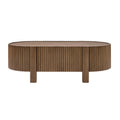Christopher Knight Home Antaeus Mid-Century Modern Oval Coffee Table with Solid Wood Fluted Detail and 1 Drawer, Walnut