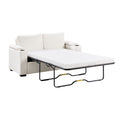 GDFStudio Ceto Modern Chenille Pull-Out Loveseat Sleeper Sofa Bed with Mattress and Arm Storage, Beige