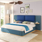 Christopher Knight Home Upholstered Storage Platform Bed with PU Headboard Cushion & Built-In Side Shelves