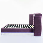Christopher Knight Home Modern Velvet Wingback Tufted Platform Bed with Nailhead Trim and Silver Legs