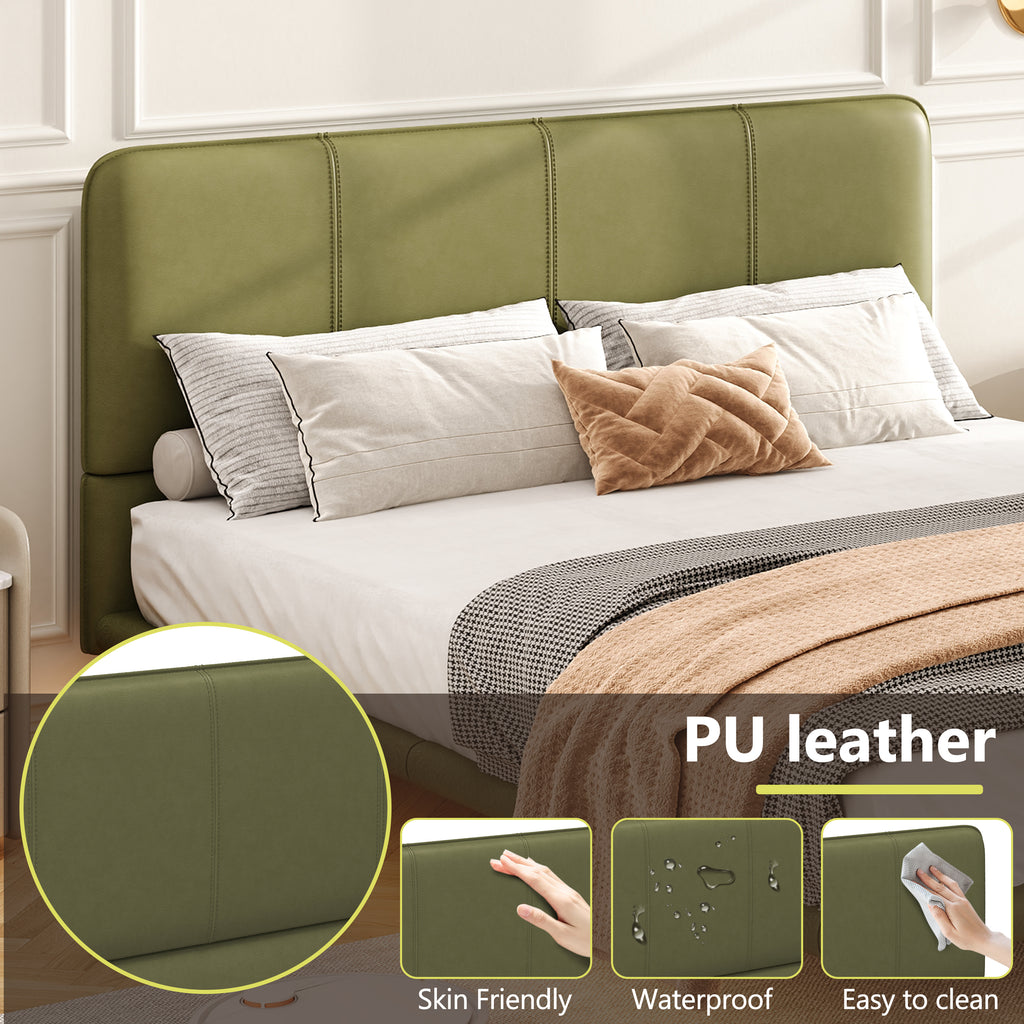 Christopher Knight Home Modern Floating Platform Bed with PU Leather & LED Under-Bed Lighting