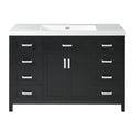 Christopher Knight Home Boyce Classic 48" Wood Bathroom Vanity with Resin Sink and Eight Soft-Close Drawers, Black