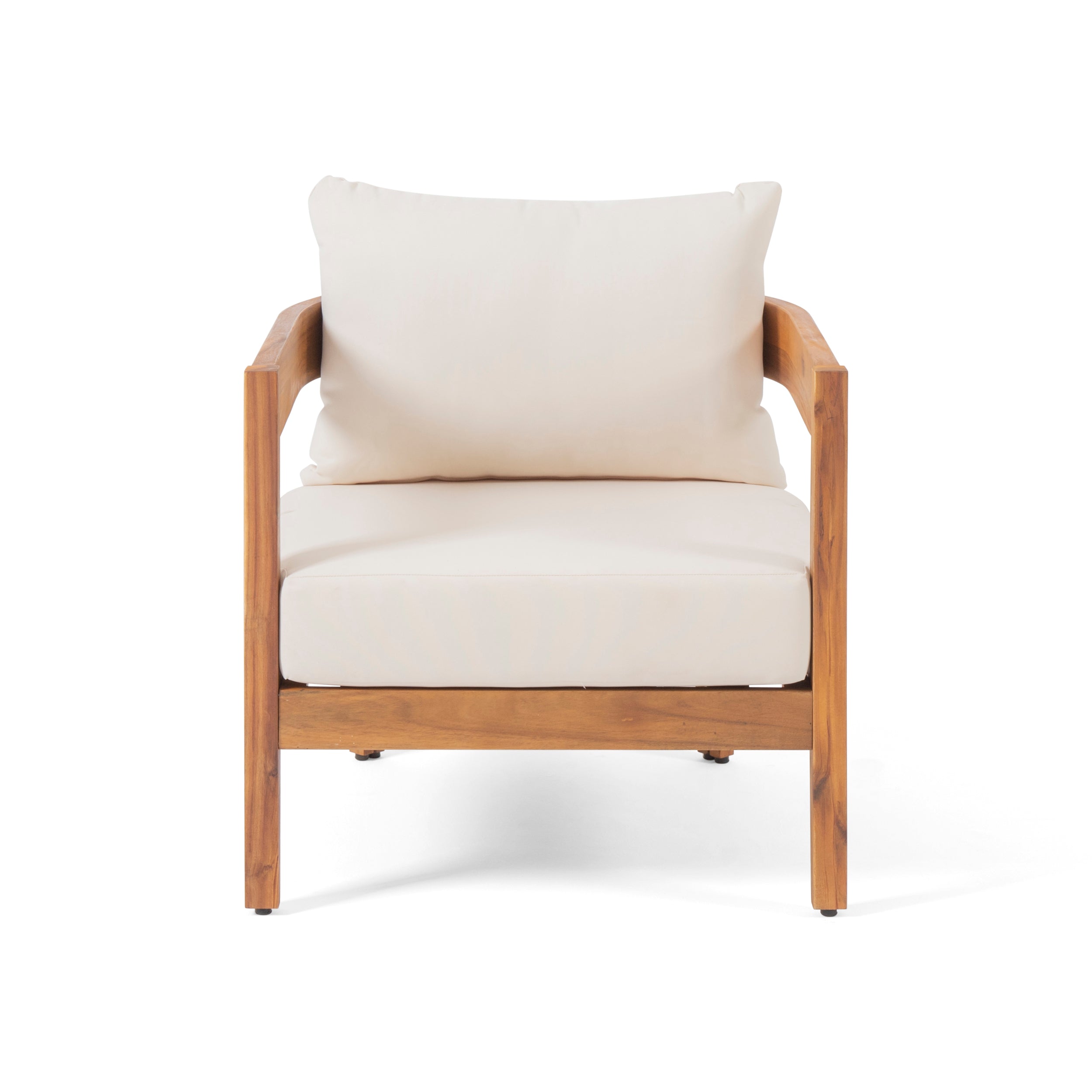 Christopher Knight Home Brooklyn Outdoor Acacia Wood Club Chair with Cushions, Teak/Beige