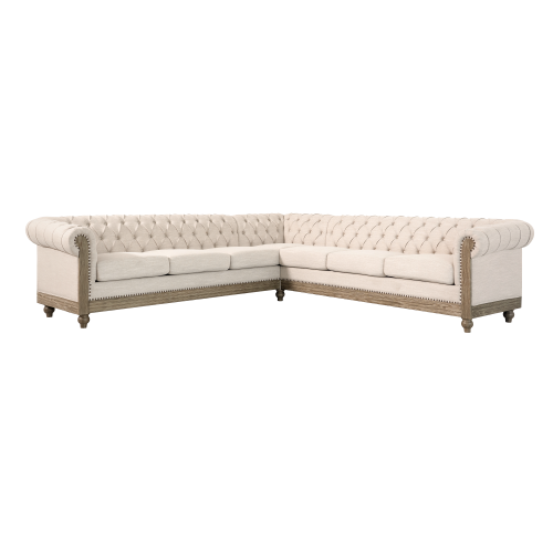 Christopher Knight Home Beaumont Traditional 104" L-Shaped Sectional Sofa with Tufted Back & Rolled Arms, Beige-Polyester