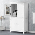 GDFStudio Nelly Space-Saving Bathroom Floor Storage Cabinet with Adjustable Shelves and Doors, White