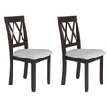 Modern Upholstered Dining Chairs with Tufted Back, Linen Fabric Kitchen Chairs with Solid Wood Legs （Set of 2）