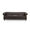 GDFStudio Adetokunbo Contemporary Tufted Chesterfield 3 Seater Sofa, Brown