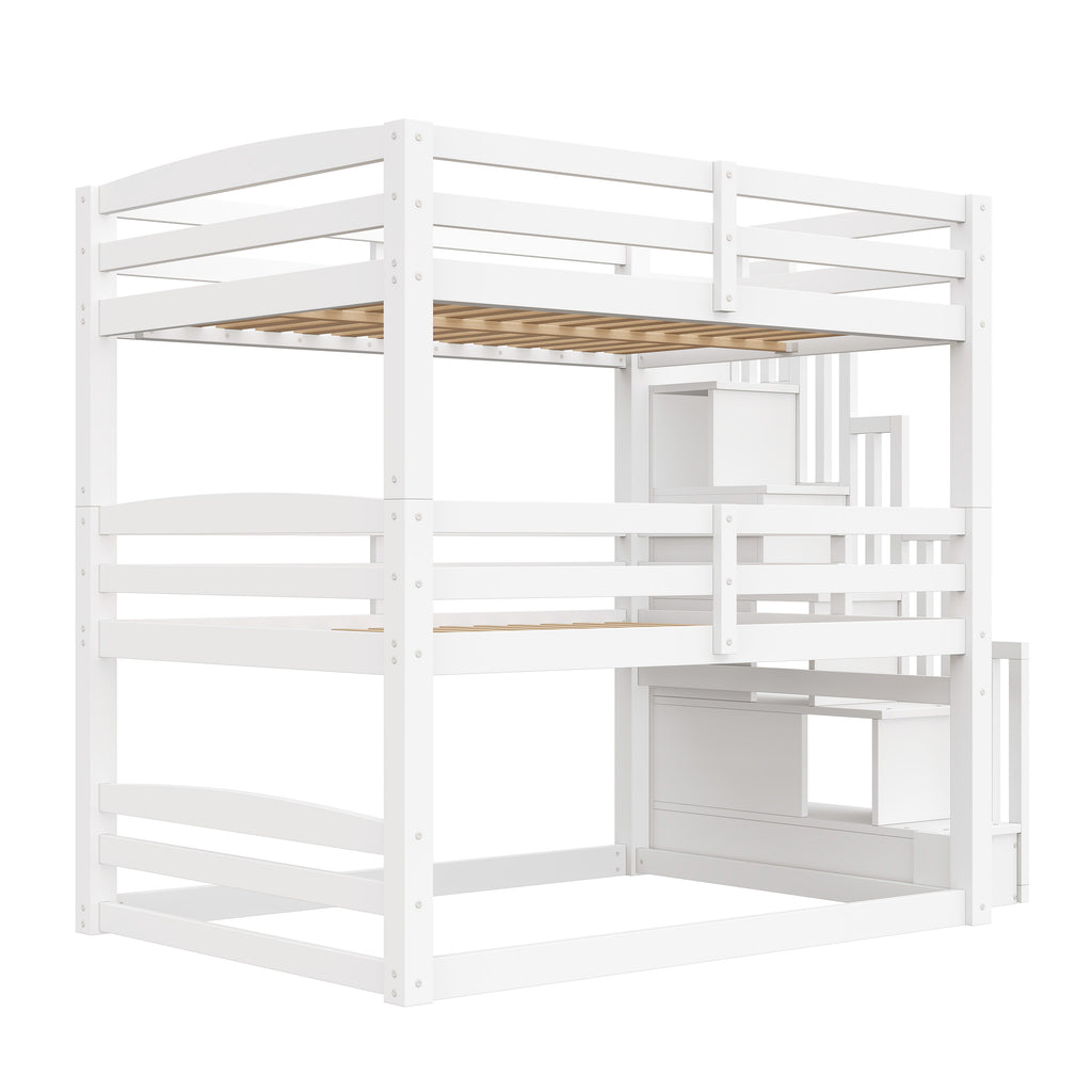 GDF Studio 3-in-1 Full-Size Convertible Bunk Bed with Storage Staircase