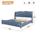 Christopher Knight Home Modern PU Leather Platform Bed with Wave Headboard & Wingback Design