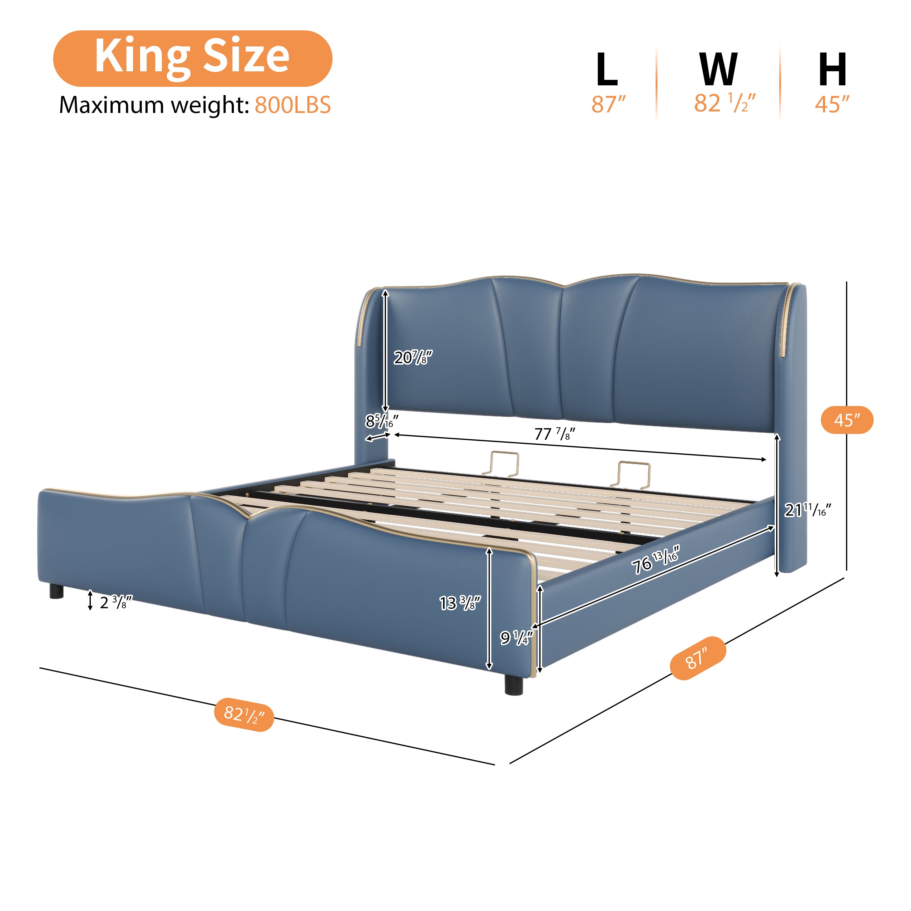 Christopher Knight Home Modern PU Leather Platform Bed with Wave Headboard & Wingback Design