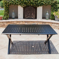 Christopher Knight Home Outdoor Cast Aluminum Expandable Rectangular Dining Table, Black
