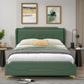 Christopher Knight Home Modern Faux Leather Platform Bed with Gold Metal Accents & Sturdy Wood-Metal Frame