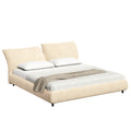 Christopher Knight Home Modern Fabric Upholstered Bed with Adjustable Cushion Headboard & Wood Slat Support