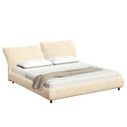 Christopher Knight Home Modern Fabric Upholstered Bed with Adjustable Cushion Headboard & Wood Slat Support