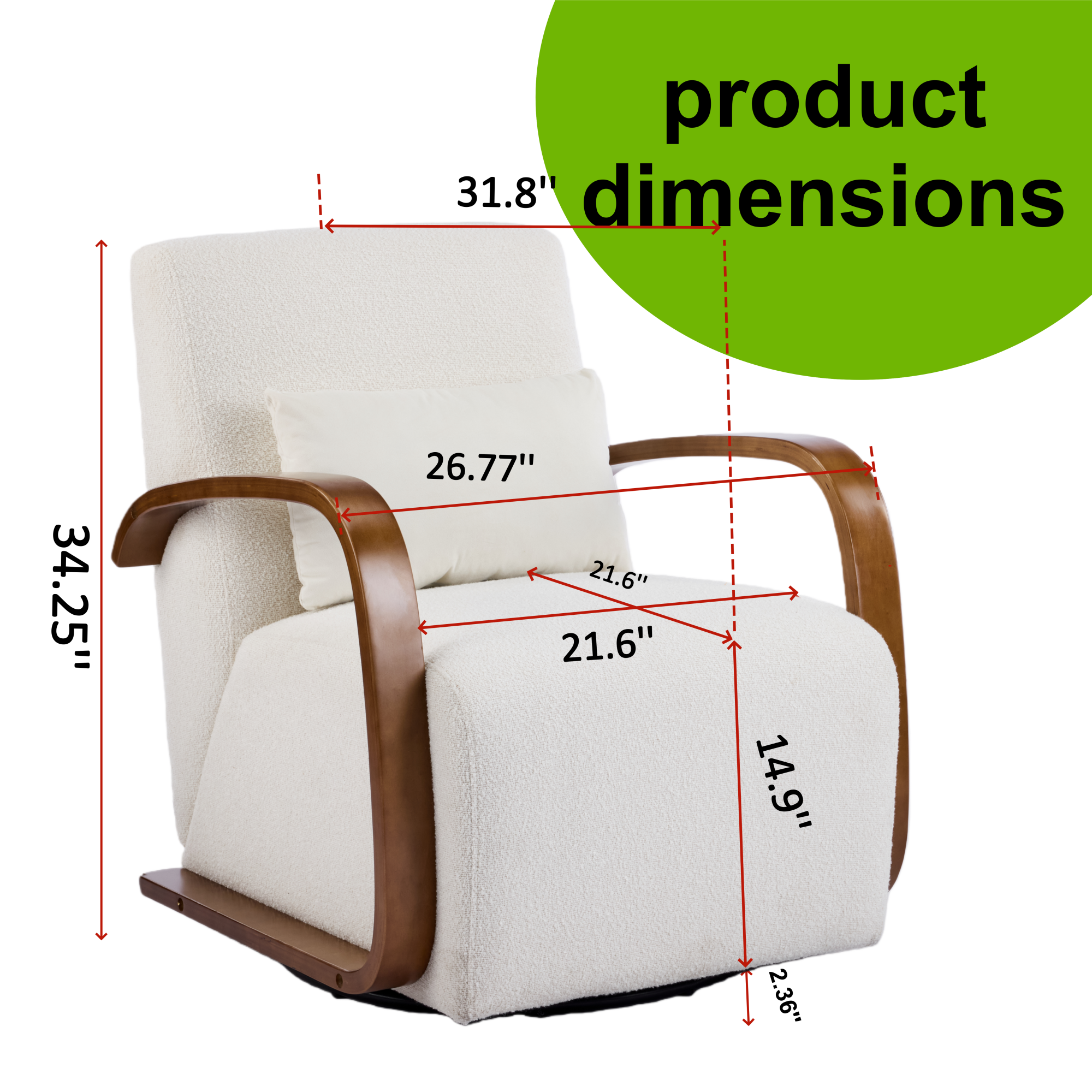 GDFStudio Galya Modern 360? Swivel Upholstered Accent Chair, Beige-Linen
