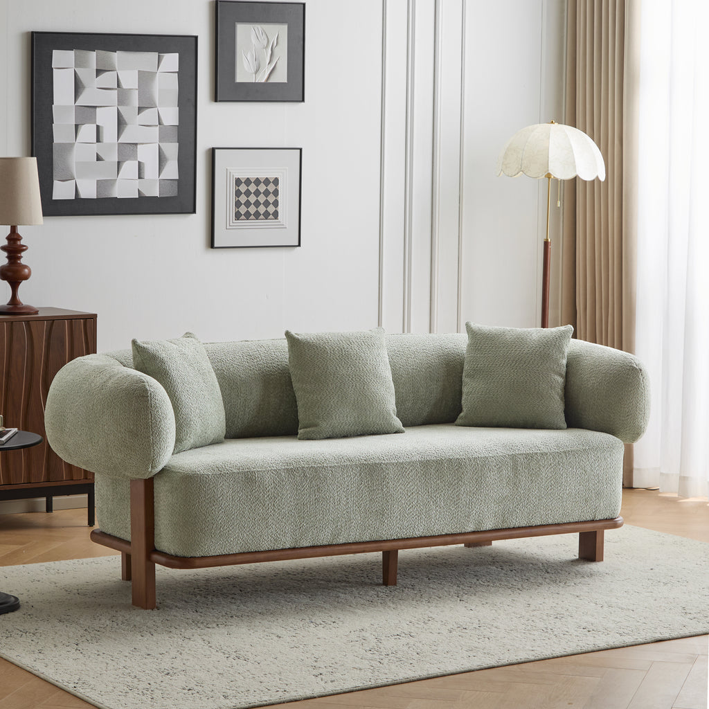 Christopher Knight Home 82" Modern Curved Living Room Sofa with Deep Seat & Solid Wood Frame