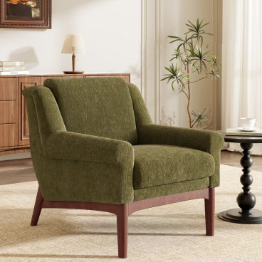 GDFStudio Bennett Mid-Century Modern Upholstered Accent Chair with Flared Arm, Green