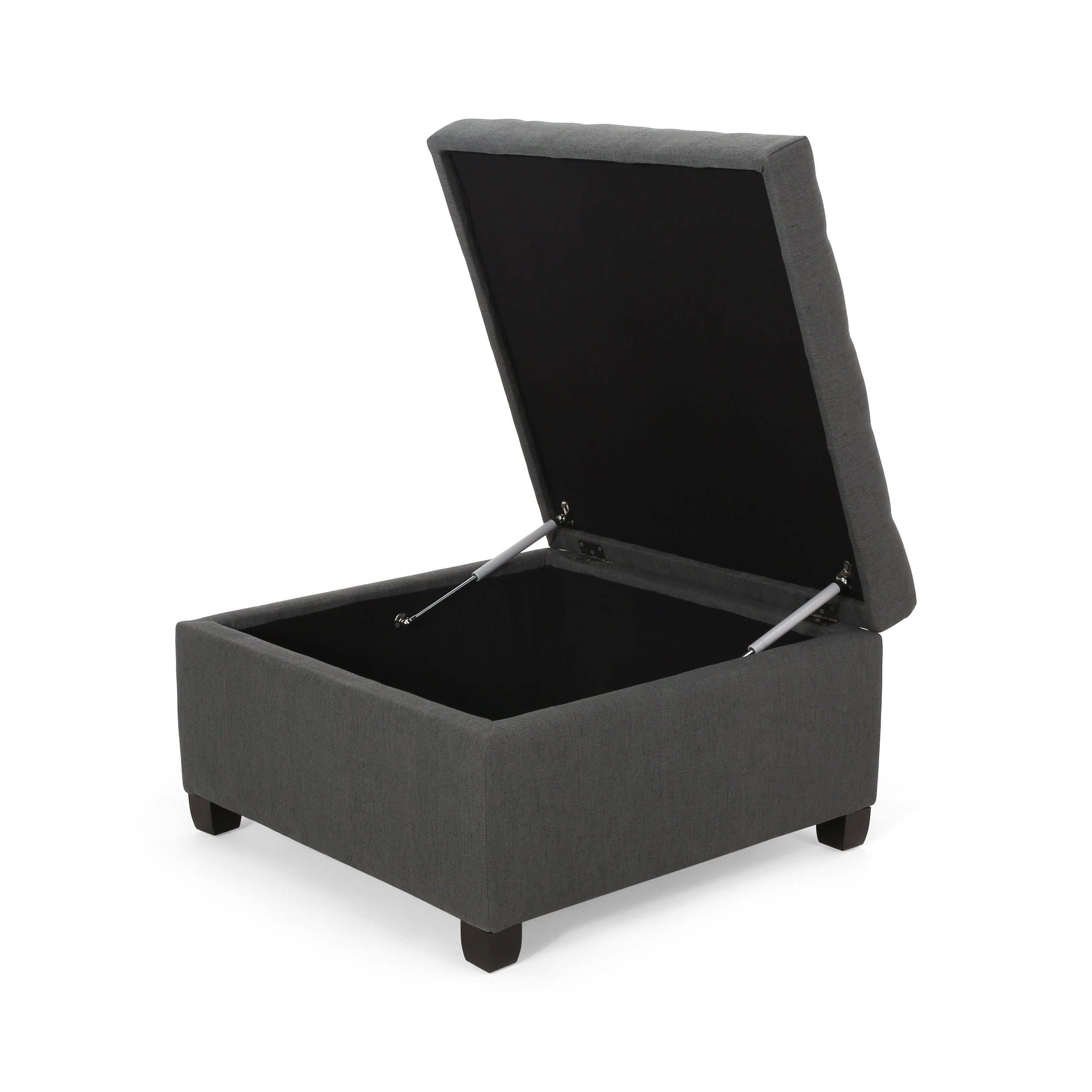 Tufted Square Storage Ottoman with Soft-Closing Hinges & Upholstered Lid