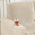 GDFStudio Everly 84" Corduroy Couch with Built-In Cup Holders, Beige