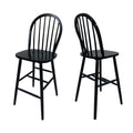 Christopher Knight Home Radek Contemporary Rubberwood Bar Stools with Curved Back (Set of 2), Black