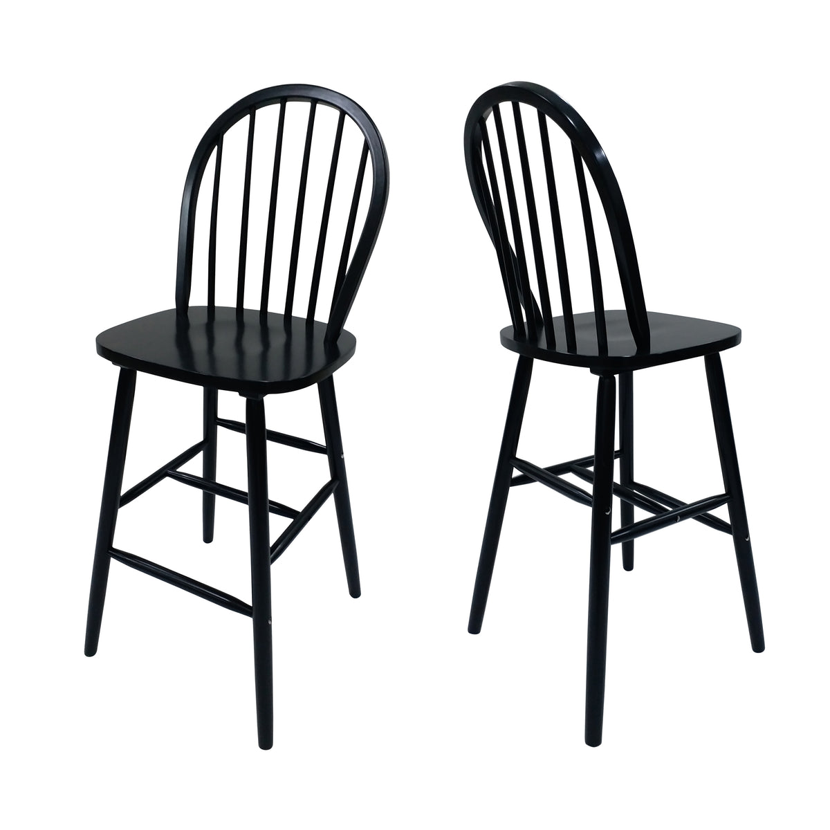 Christopher Knight Home Radek Contemporary Rubberwood Bar Stools with Curved Back (Set of 2), Black