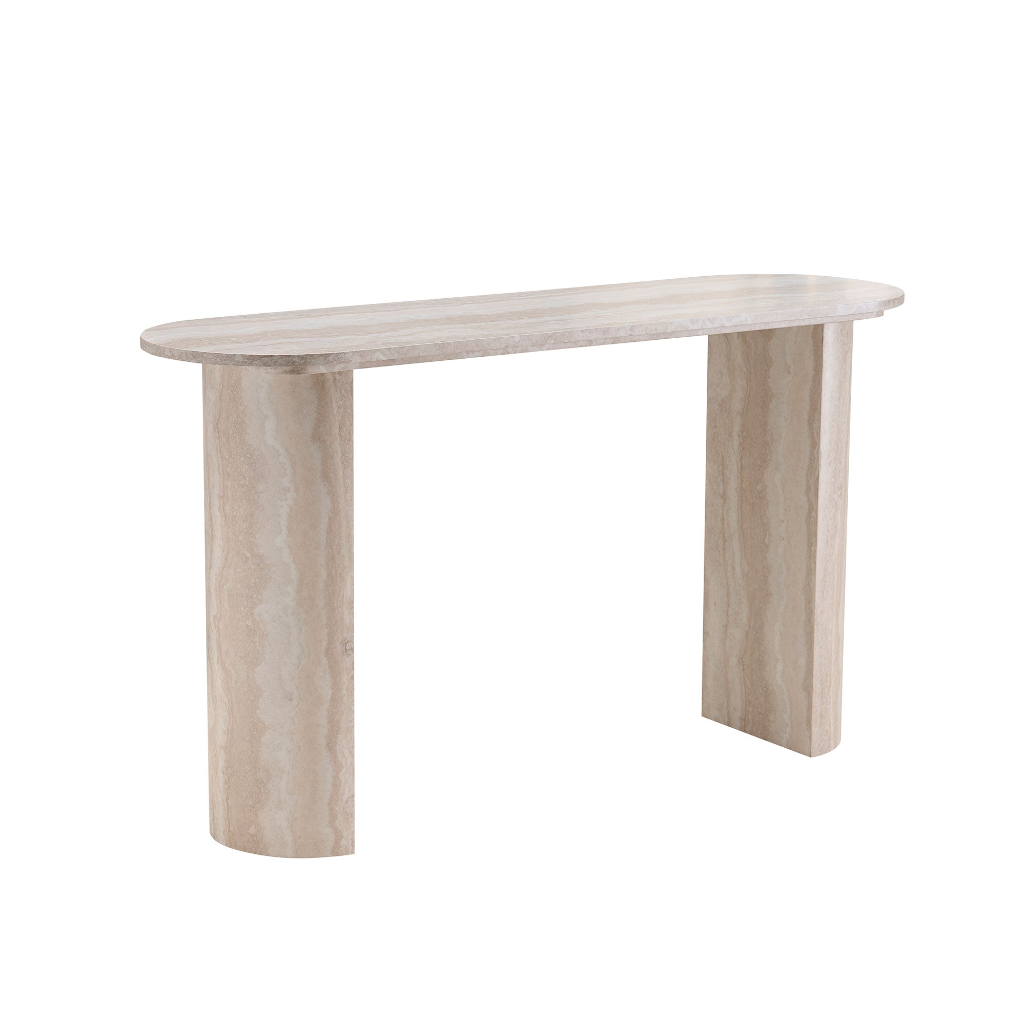 GDFStudio Ormarr Modern 55'' Faux Marble Pattern Console Table, Beige
