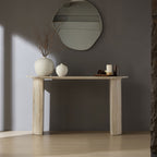 GDFStudio Ormarr Modern 55'' Faux Marble Pattern Console Table, Beige