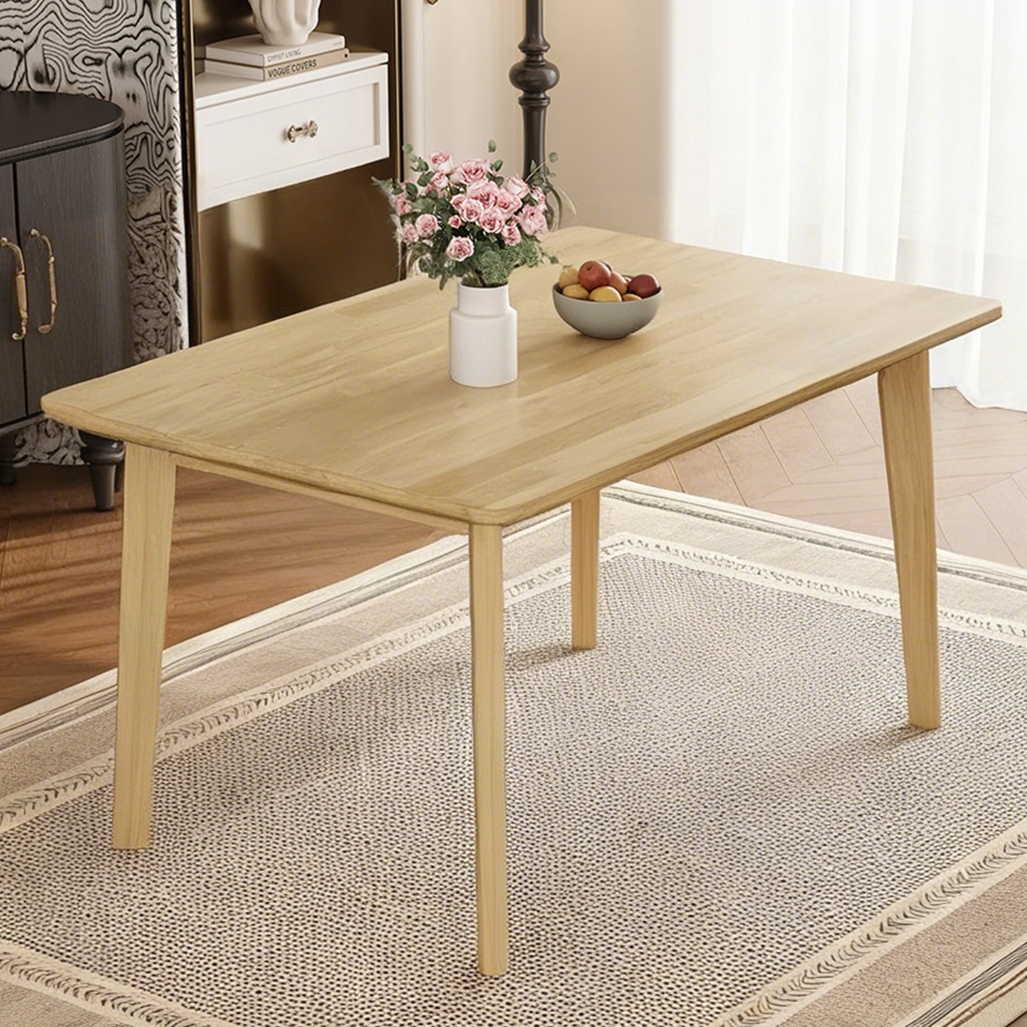 GDF Studio Wood Dining Table, 47-Inch Rectangular Kitchen Table with Tapered Legs, Farmhouse Style