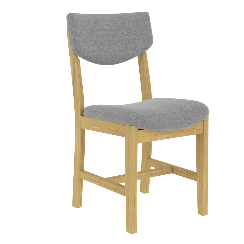 GDF Studio Upholstered Wood Dining Chair with Padded Seat, Gray Fabric Kitchen Chair
